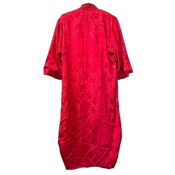 Victoria's Secret Robe S Gold Label Vintage Red Satin Terry Pockets Hollywood - Picture 9 of 11